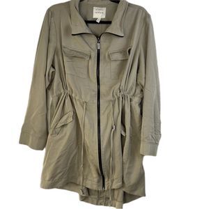 Torrid cream tan beige utility jacket dress women's size 1 / 1X Long Sleeve Zip